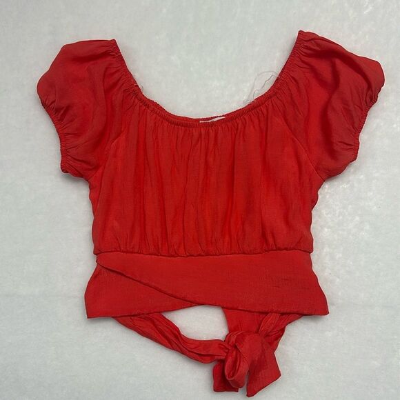 Love wish crop top Waist tie-ups Sz L minimalist - Picture 1 of 7